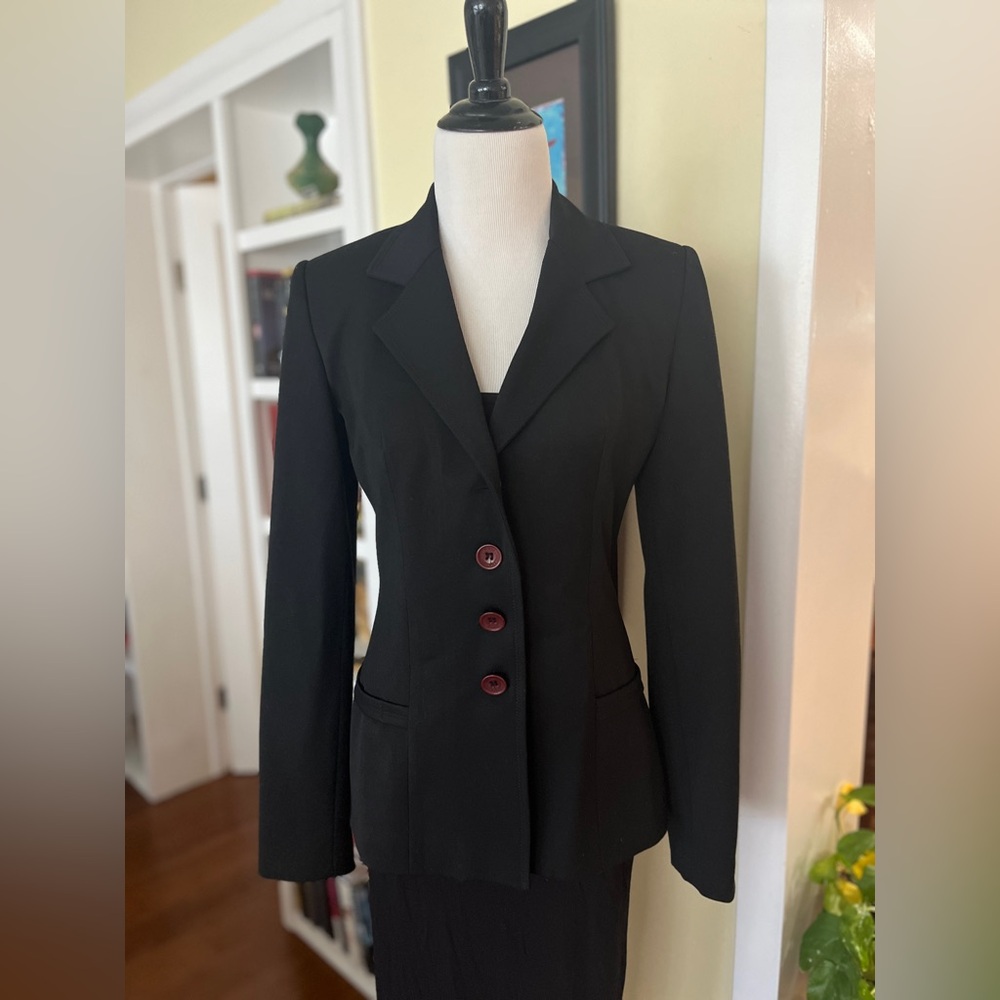 Vintage Retro Vertigo Black Blazer Jacket Fitted Elegant SZ S - Picture 3 of 6